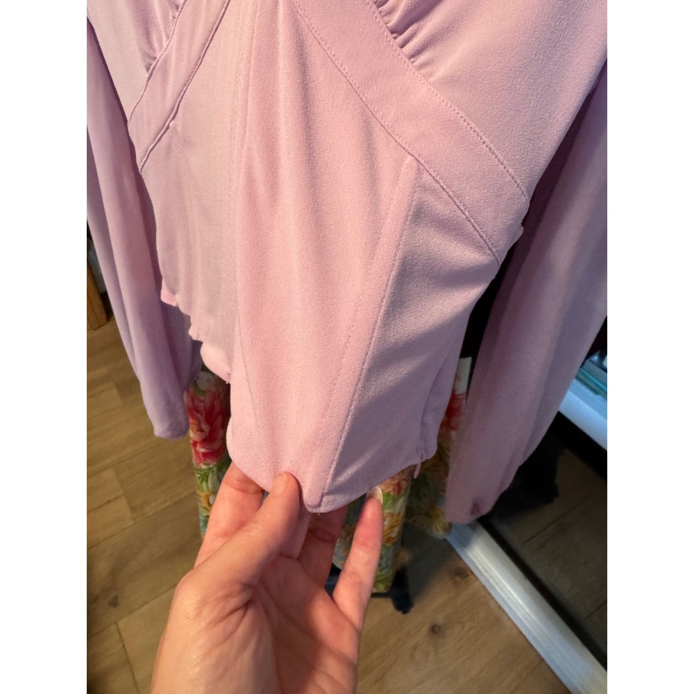 Bold Elements Lavender Corset Style V-Neck Top Sheer Long Sleeve Purple Large - Picture 6 of 6